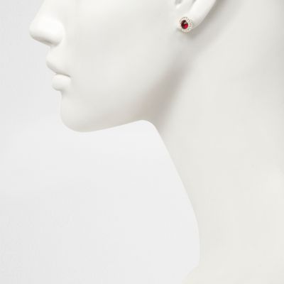 Red January birthstone stud earrings